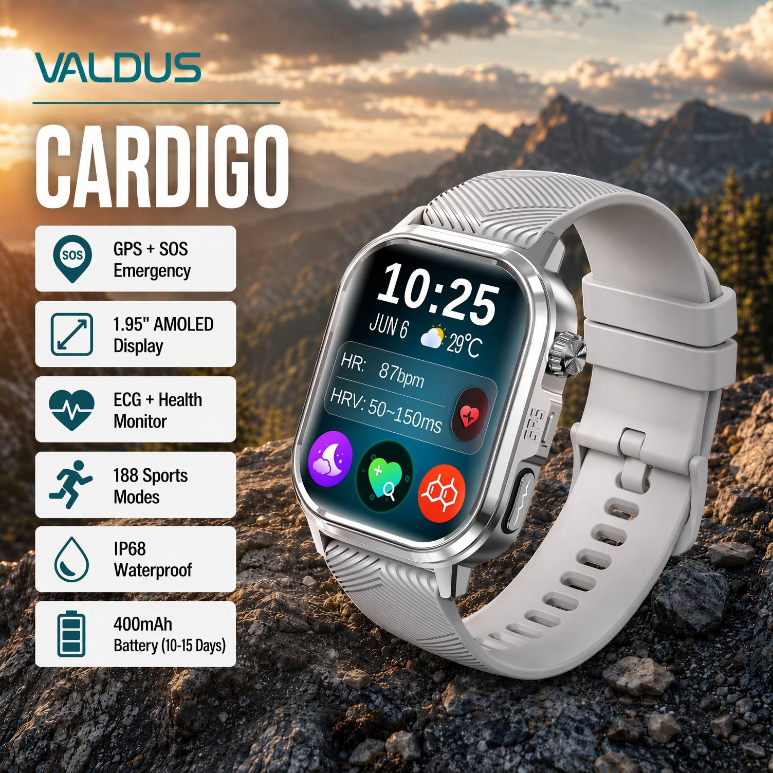 Health & Wellness Unlimited - VALDUS CARDIGO Smartwatch per Uomo e